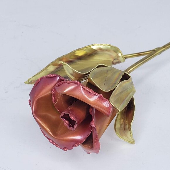 Vintage Gold Decorative Metal Copper Brass Rose Stem 12" - Picture 3 of 9